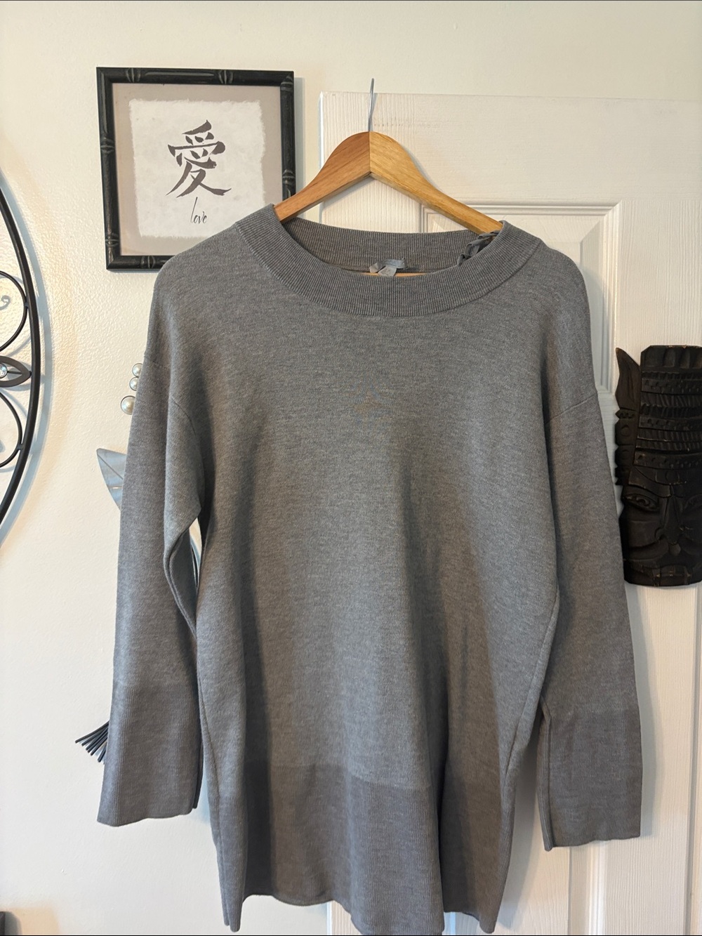 COS Gray Ribbed Crewneck Pullover